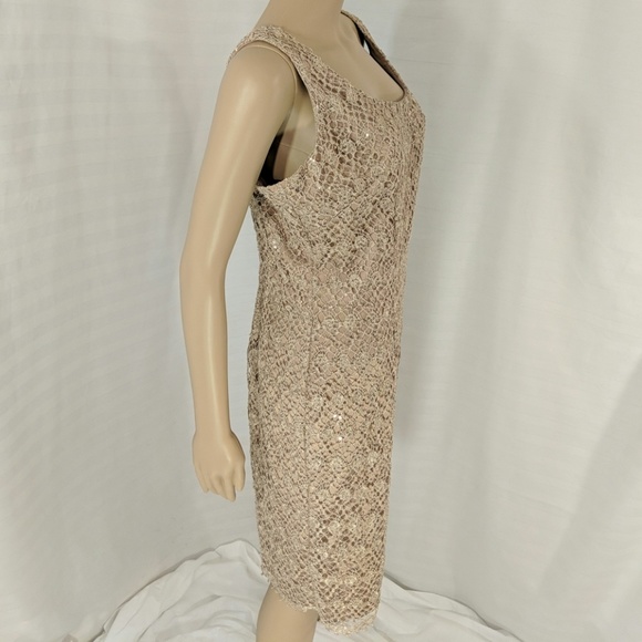 Adrianna Papell Knit Crochet Trim Dress Vestido De Fiesta